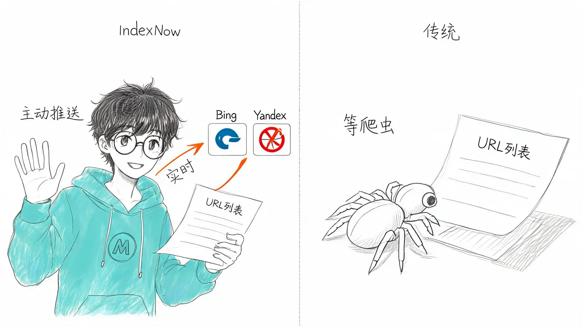 IndexNow 主动推送 vs 传统等爬虫